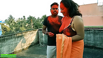 Two Beautiful Indian Milfs Get Their Asses Eaten By A Young Indian Boy During A Holi Party