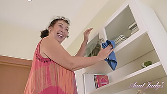 Mature Grandmother Esmerelda And Her Busty Friend Have A Cleaning Day