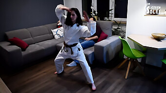 Femdom Karate Mistress Smothers Feet In Domination