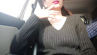 A Deepthroat And Blowjob In A Car Leads To Risky Outdoor Sex